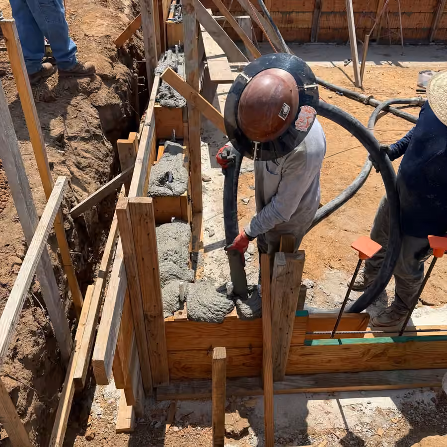 Concrete arriving at a Palisades rebuild